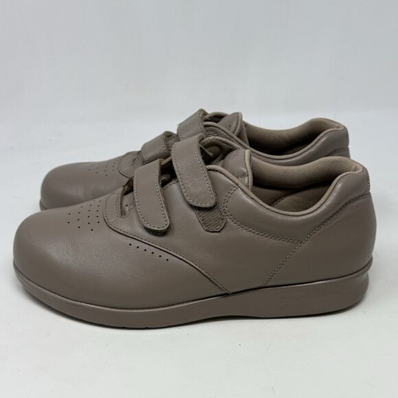 SAS Me Too Shoes Womens 7.5 WW Extra Wide Brown Leather Hook Loop Straps Comfort - Picture 2 of 16